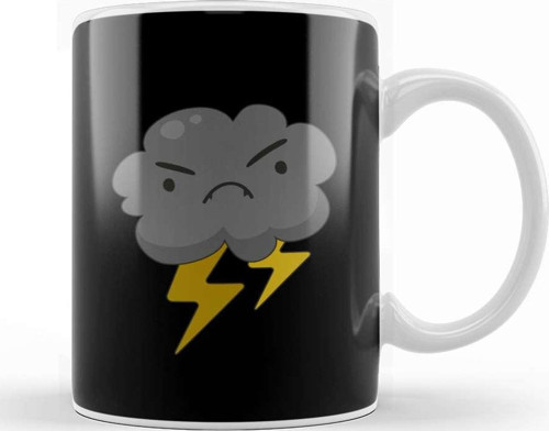 Angry Cloud With Lightning Thunderstorm Weather Kupa Bardak Porselen