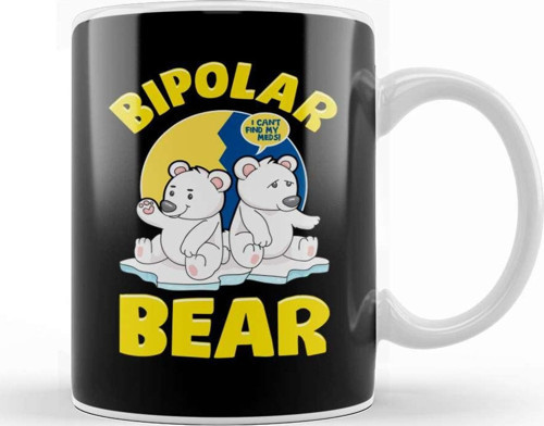 Bipolar Bear Polar Bears Emotional Polarity Pun Kupa Bardak Porselen