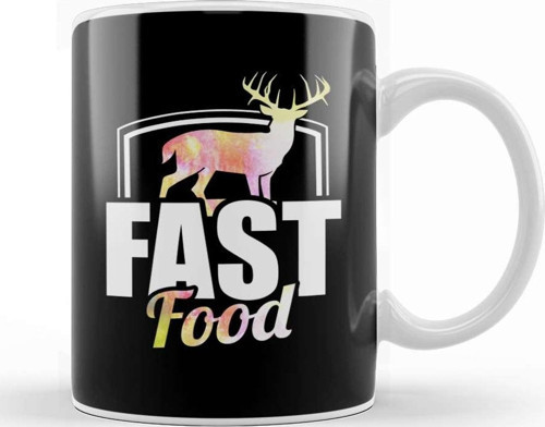 Cute & Funny Fast Food Buck Hunting Deer Hunter Kupa Bardak Porselen