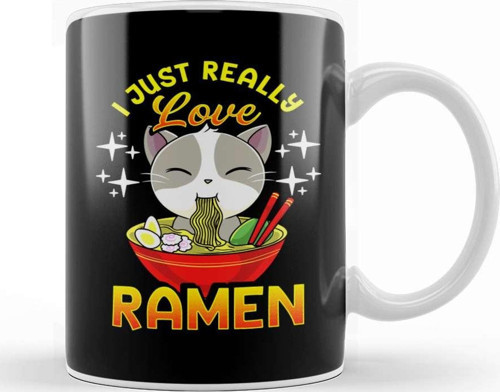 Cute & Funny I Just Really Love Ramen Anime Cat Kupa Bardak Porselen