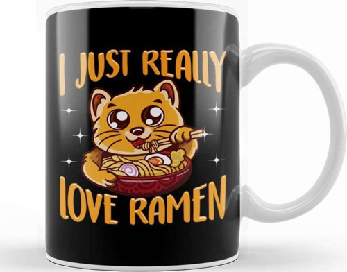 Cute & Funny I Just Really Love Ramen Anime Cat Kupa Bardak Porselen