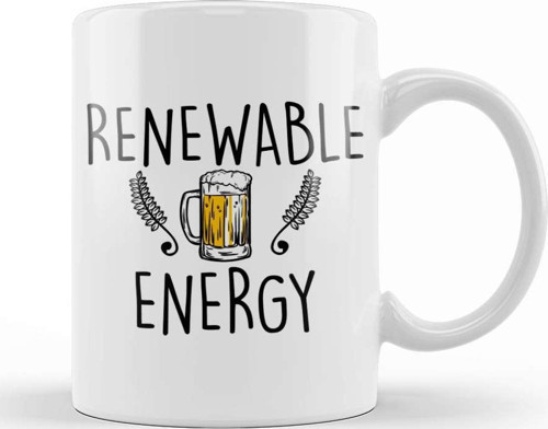 Cute & Funny Renewable Energy Beer Drinking Pun Kupa Bardak Porselen