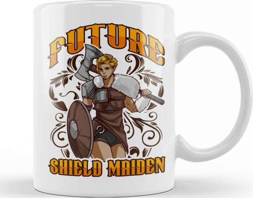 Cute Future Shield Maiden Nordic Viking Warrior Kupa Bardak Porselen