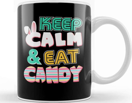 Cute Keep Calm & Eat Candy Easter Bunny Holiday Kupa Bardak Porselen
