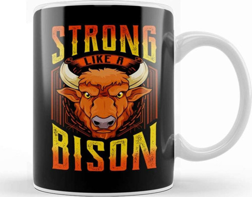 Fierce Strong Like A Bison Wild Animal Strength Kupa Bardak Porselen