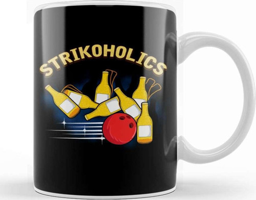Funny Strike Expert Bowling Strikoholics Bowler Kupa Bardak Porselen