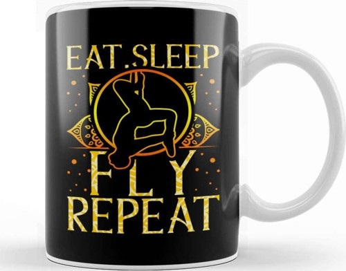 Eat Sleep Fly Repeat Aerial Yoga Silks Kupa Bardak Porselen