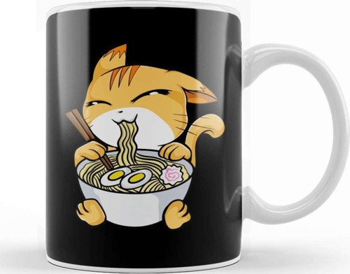Kawaii Cat Ramen Bowl Funny Anime Noodles Kitty Kupa Bardak Porselen