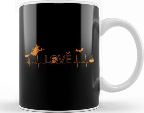 Pumpkin Halloween Heartbeat Nurse Love Kupa Bardak Porselen