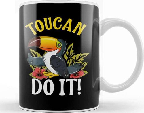 Toucan Do It Funny You Can Do It Pun Happy Bird Kupa Bardak Porselen