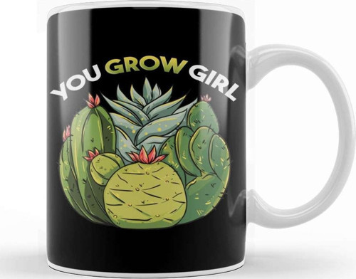 You Grow Girl Gardening Planting Succulents Pun Kupa Bardak Porselen