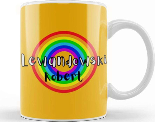 Robert Lewandowski Retro Rainbow Style Kupa Bardak Porselen
