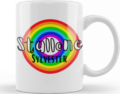 Sylvester Stallone Retro Rainbow Style Kupa Bardak Porselen