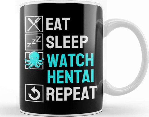 Eat Sleep Anime Repeat Hentai Ecchi Anime Gift Kupa Bardak Porselen