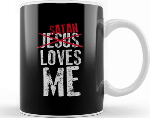 Funny Satanic Satan Loves Me Lucifer Gift Idea Kupa Bardak Porselen