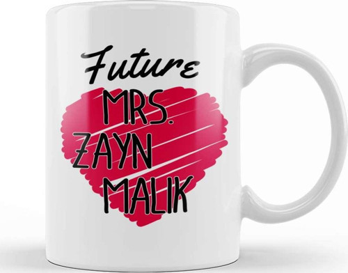 One Direction Future Mrs Zayn Malik Love Heart Kupa Bardak Porselen