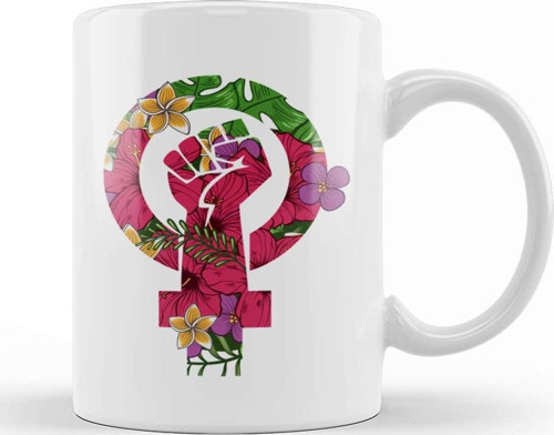 Awesome Floral Fist Hippie Power Hipster Peace Kupa Bardak Porselen