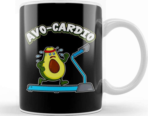 Cute & Funny Avo Cardio Avocado Cardio Pun Gym Kupa Bardak Porselen