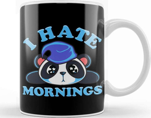 Cute & Funny I Hate Mornings Lazy Sleepy Panda Kupa Bardak Porselen