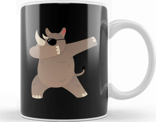Dabbing Rhino Rhinoceros Dab Animal 01 Kupa Bardak Porselen
