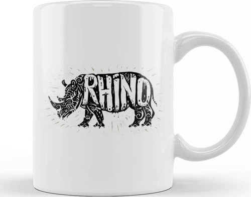Dabbing Rhino Rhinoceros Dab Animal 02 Kupa Bardak Porselen