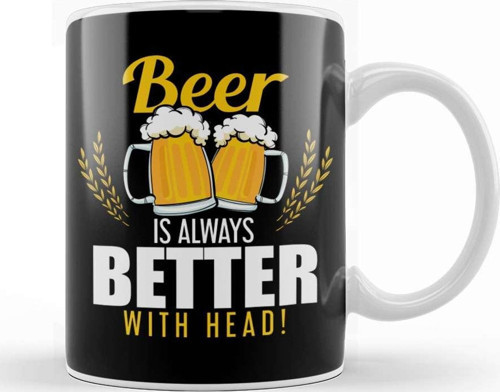 Funny Beer Is Always Better With Head Beer Pun Kupa Bardak Porselen