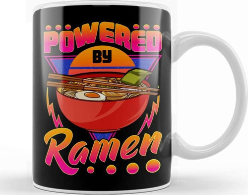 Funny Powered By Ramen Cute Anime Kawaii Gamer Kupa Bardak Porselen