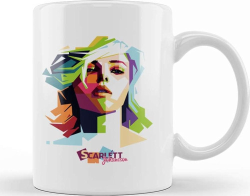 Geometric Celebrity Scarlett Johansson Kupa Bardak Porselen