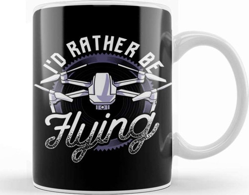 I D Rather Be Flying Drone Pilot Hobby Droning Kupa Bardak Porselen