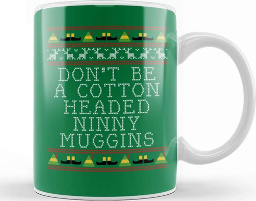Ninny Muggins Elf Quote Christmas Knit Kupa Bardak Porselen