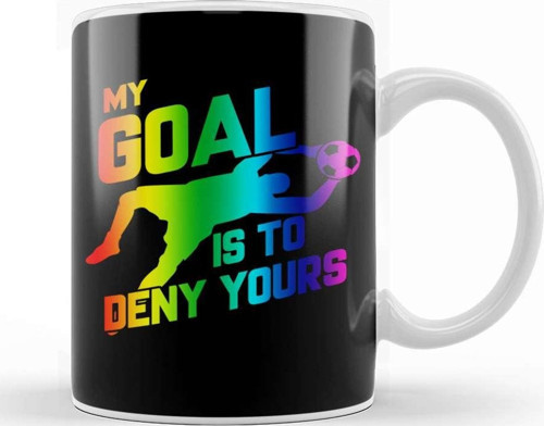 Rainbow My Goal Is To Deny Yours Soccer Goalie Kupa Bardak Porselen