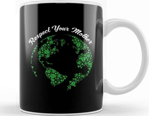 Respect Your Mother Globe Mother Earth Hipster Kupa Bardak Porselen