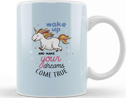 Wake Up Makes Dreams Come True Unicorn Kupa Bardak Porselen
