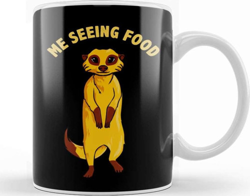Me Seeing Food Adorable Hungry Meerkat Kupa Bardak Porselen
