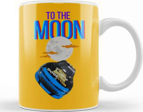 To The Moon Dogecar Dogecoin Crypto Logo Merch Kupa Bardak Porselen