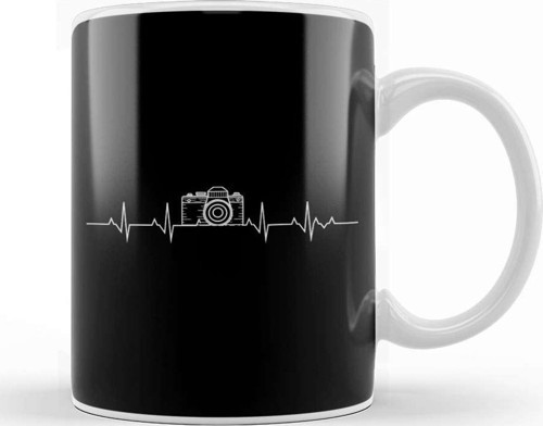 Camera Photography Heartbeat For Photographers Kupa Bardak Porselen