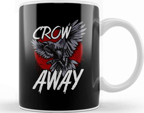 Crow Away Pun Funny Antisocial Gamer Introvert Kupa Bardak Porselen