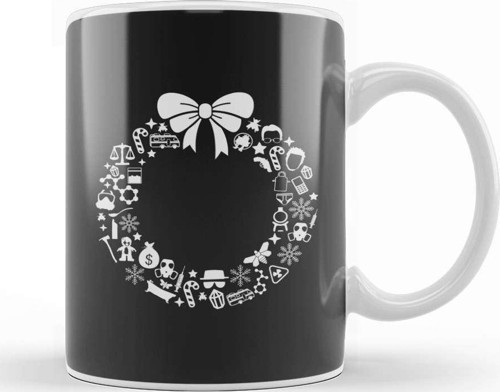 Breaking Bad Christmas Wreath Pattern Kupa Bardak Porselen