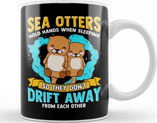 Sea Otters Hold Hands When Sleeping Cute Otter Kupa Bardak Porselen