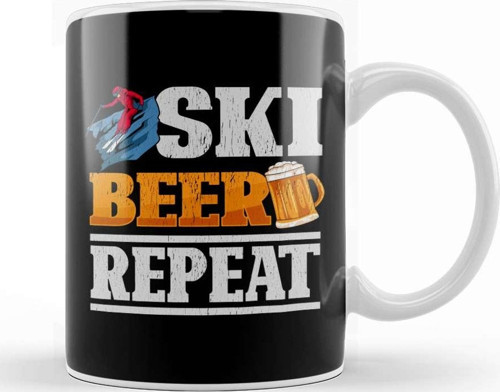 Funny Ski Beer Repeat Skiing & Skiers Kupa Bardak Porselen
