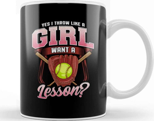 Yes I Throw Like A Girl Want A Lesson Softball Kupa Bardak Porselen
