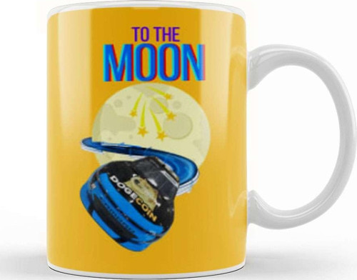 Dogecar To The Moon Dogecoin Crypto Logo Merch Kupa Bardak Porselen
