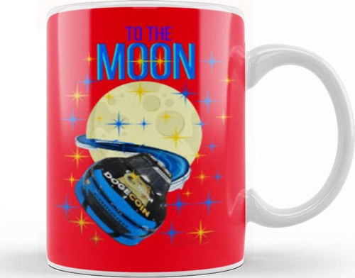 To The Moon Dogecar Dogecoin Crypto Logo Merch Kupa Bardak Porselen