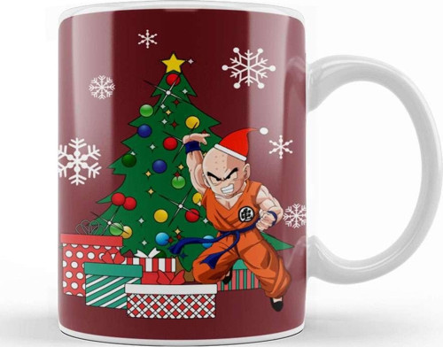 Krillin Around The Christmas Tree Dragonball Z Kupa Bardak Porselen