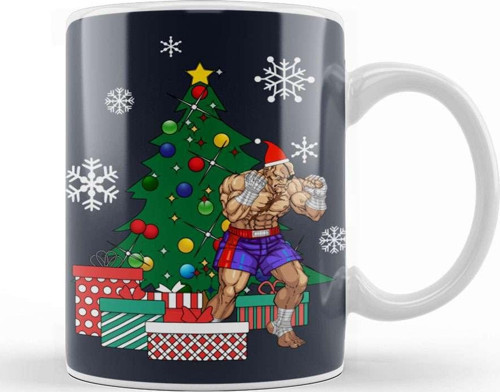 Sagat Around The Christmas Tree Street Fighter Kupa Bardak Porselen