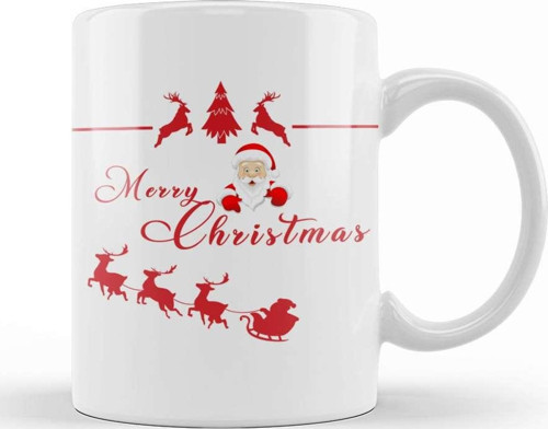 Yılbaşı Yeni Yıl Konseptli Merry Christmas 023 Kupa Bardak Porselen