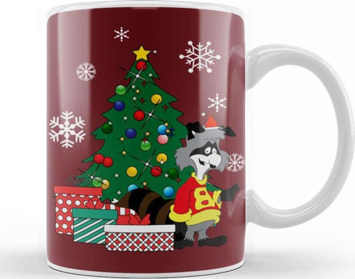 Bert Racoon Around The Christmas Tree Kupa Bardak Porselen