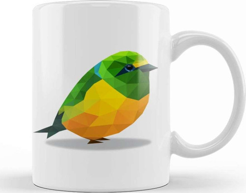 Bird Geometric Animal Blue Naped Chlorophonia Kupa Bardak Porselen
