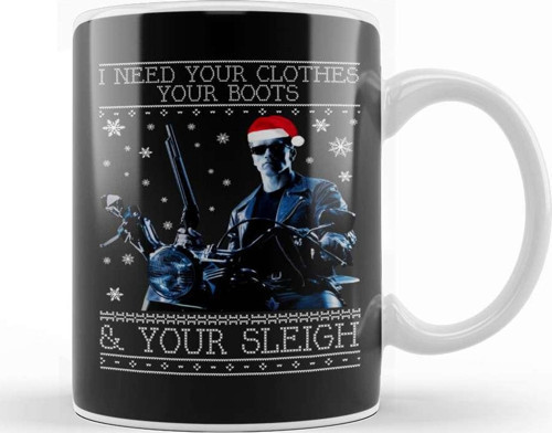 I Need Your Clothes Terminator Christmas Knit Kupa Bardak Porselen