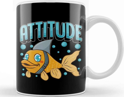 Attitude Of A Shark Funny Self Confidence Pun Kupa Bardak Porselen
